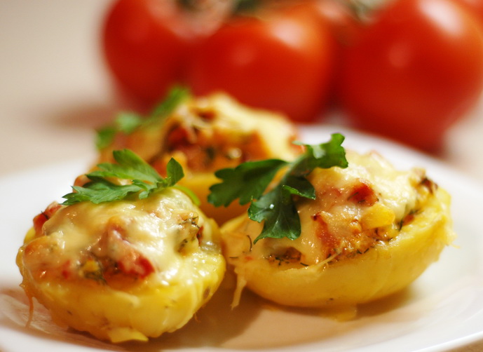 Фаршированный картофель фаршем сыром рецепт