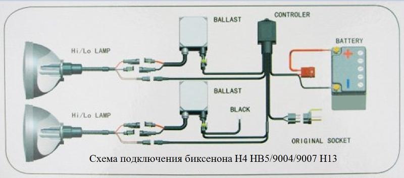 Подключения биксенона