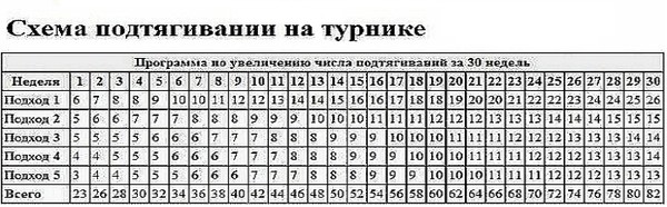 Схема для увеличения в подтягивании Схема для увеличения в подтягивании