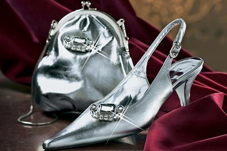 Серебряные туфли из кожи Серебряные туфли из кожи