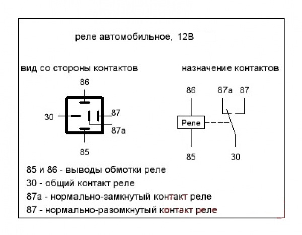 Схема четырёх контактного реле