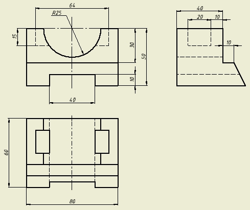 Ответы Mail: Инженерная графика, чертеж модели в трех проекциях