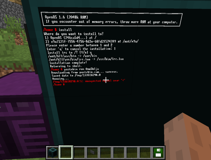 Unexpected symbol near