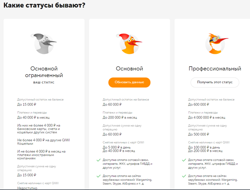 Qiwi статусы. Профессиональный статус киви. киви кошелек минимальный статус. статусы киви кошелька. как повысить статус киви кошелька.