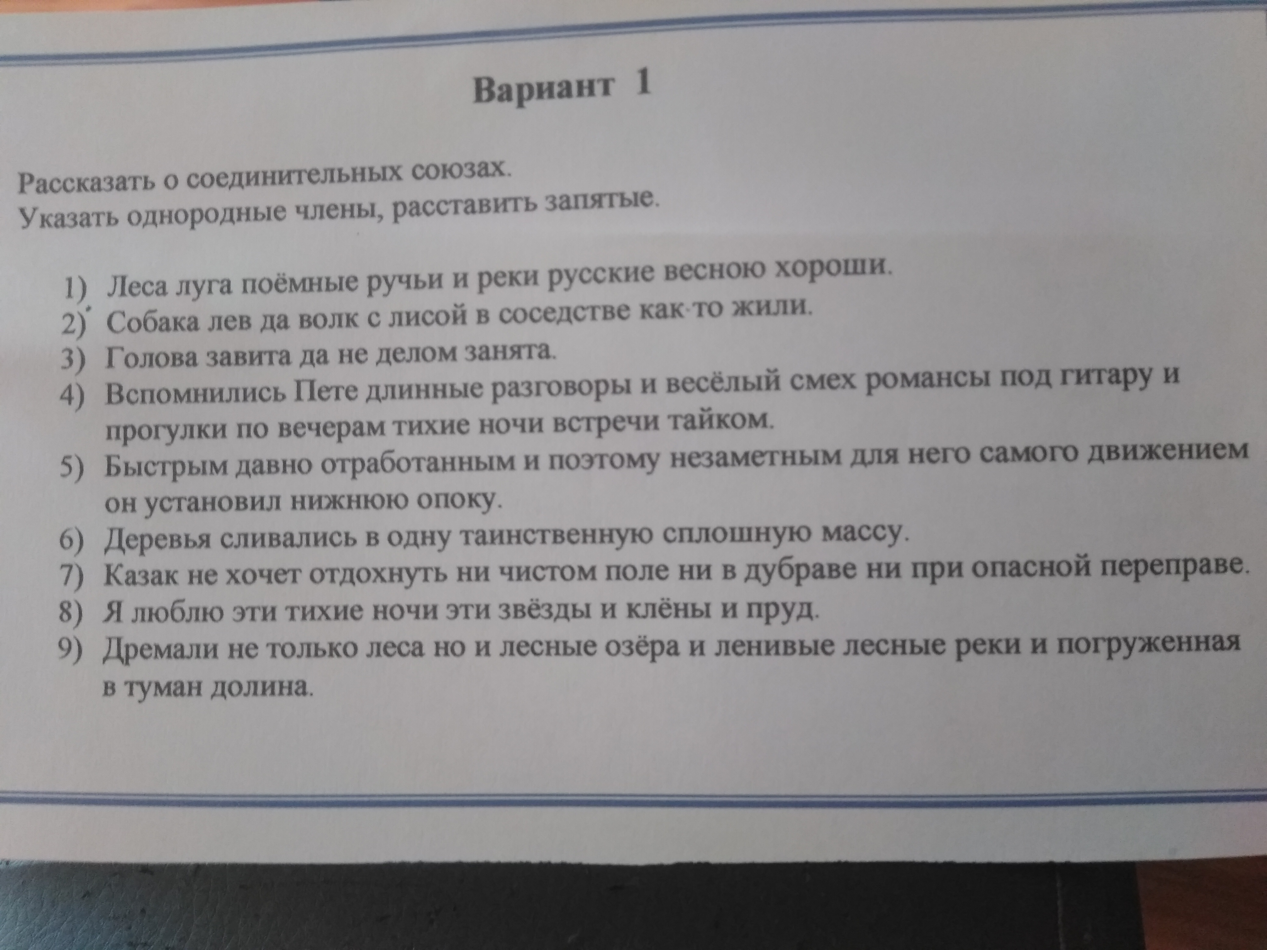 Об членах сочинение однородных
