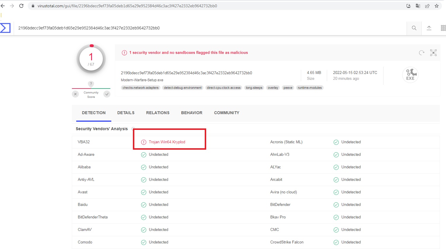Ответы Mail.ru Trojan.Win64.Kryplod в инсталяторе Call of Duty