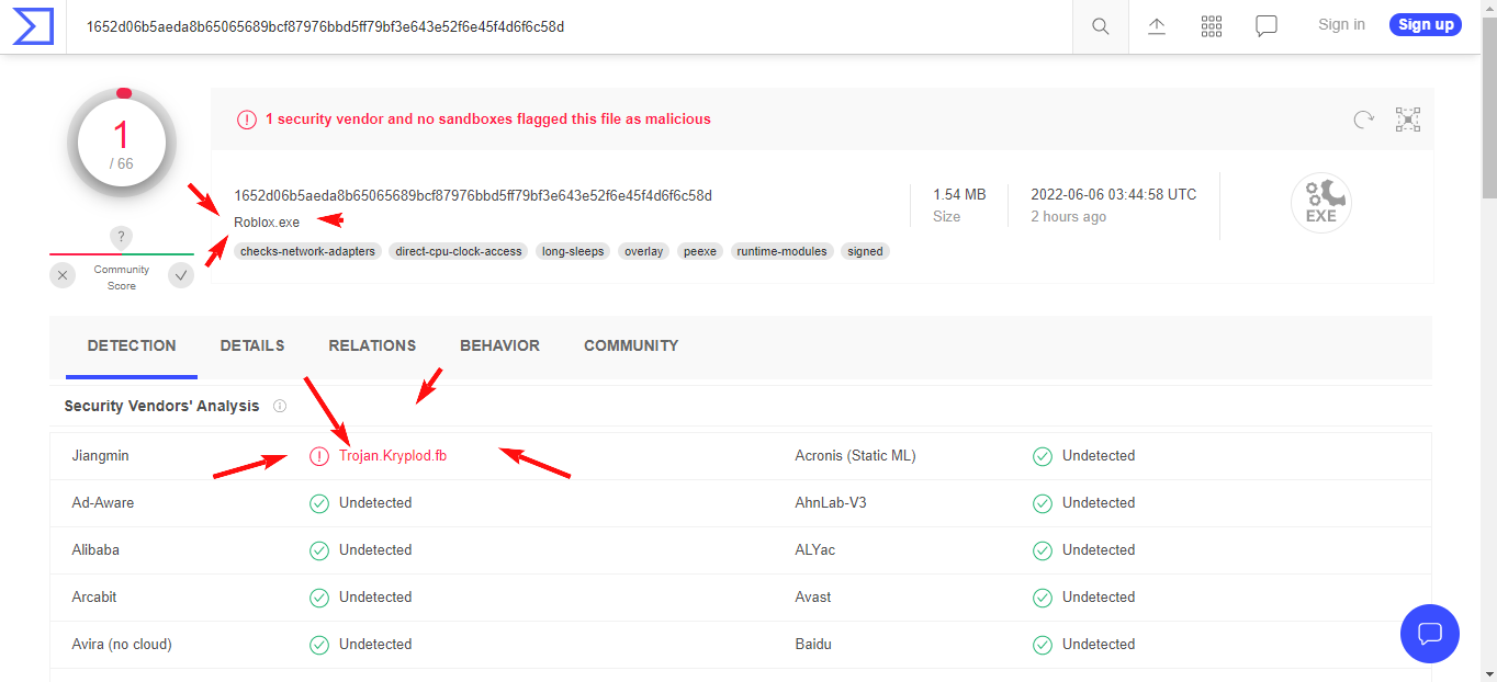 Ответы Mail.ru Что за троян Trojan.Kryplod.fb в установщике роблокса?