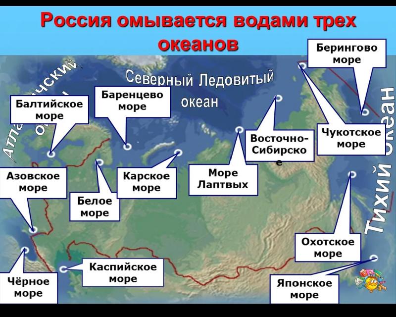 Океаны омывающие россию таблица