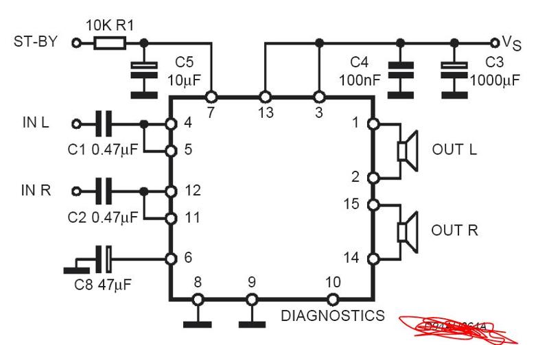 Ответы Mail.ru: Собрал усилитель на TDA 2004 с небольшими отклонениями от даташи