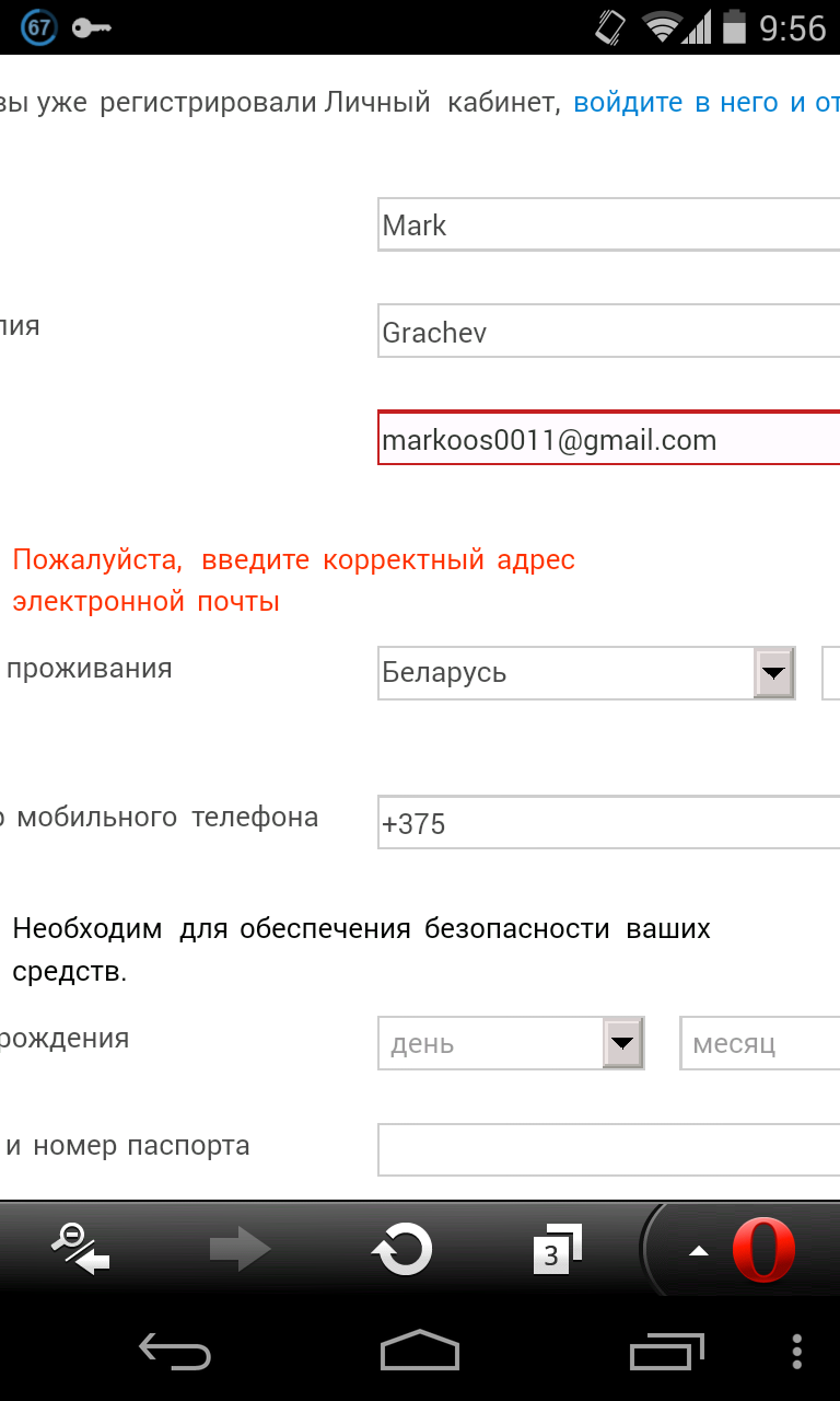 что озночает некорректный ввод электронной почты