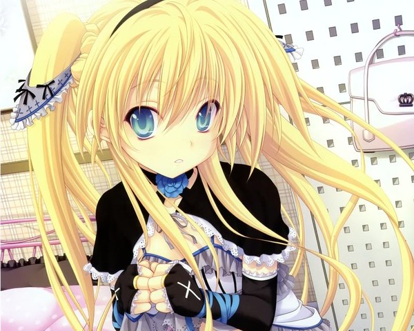 Anime girls blonde hair blue eyes