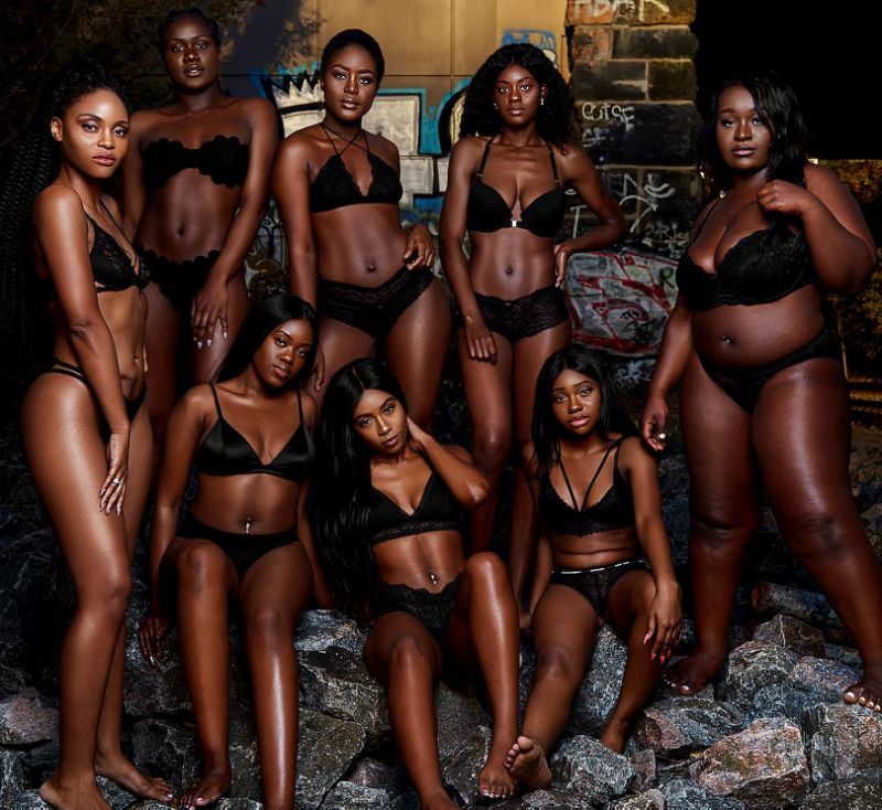 Lingerie ebony foursome sport