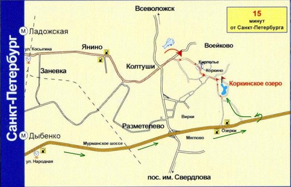 Коркинское озеро на карте