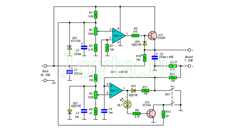 Стабилизатор тока на lm358n схемы