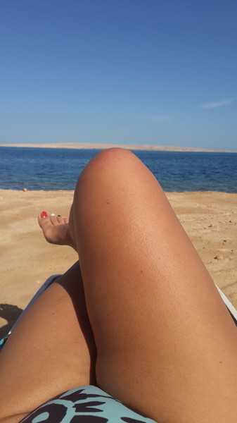 POV beach young blonde