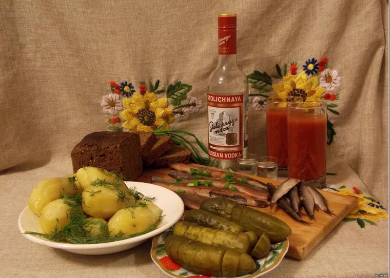 Лес, картинки водка с закуской