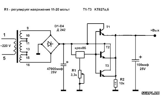 Схемы на мощных транзисторах