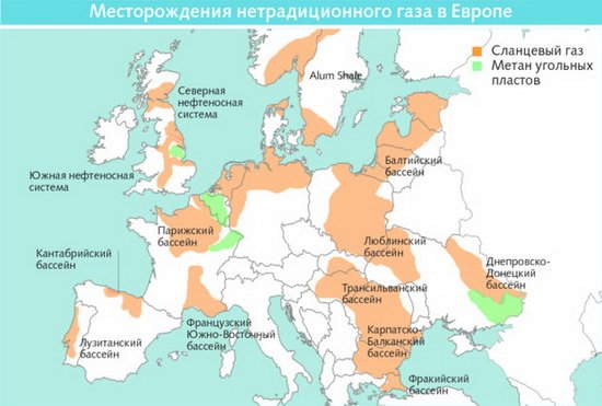 Определите месторождения газа