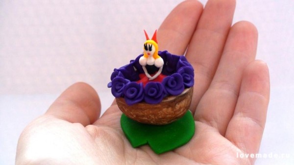 поделка дюймовочка. лепка дюймовочка. поделка дюймовочка. торт дюймовочка в цветке. лепка дюймовочки.