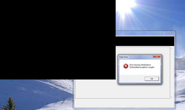 Error unhandled exception caught