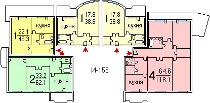 Планировка квартир и-155.