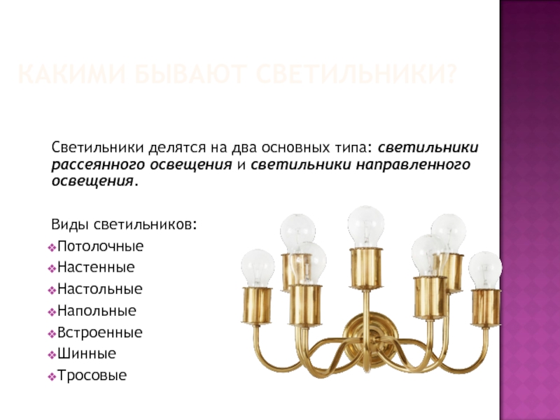 Описание видов ламп проект