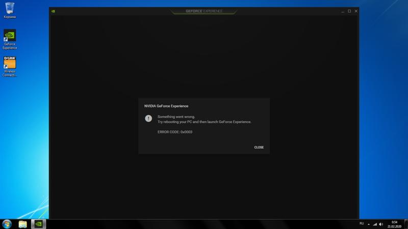 Geforce experience code 0x0003