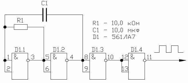 Схема пробника на микросхеме к561ла7