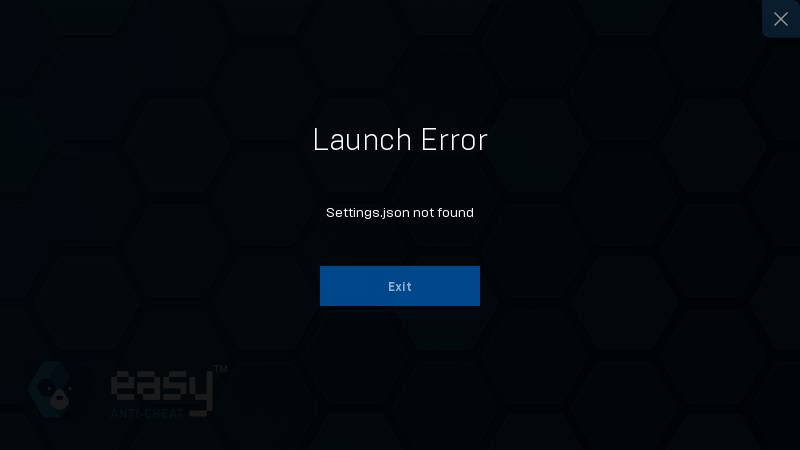 Setting json not found. Setting json not found